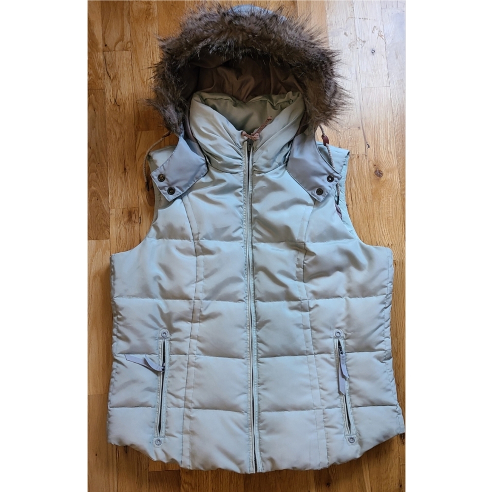 Eddie Bauer Yukon 550 Goose Down Puffer Vest Jacket Size Large Light Green Y2K